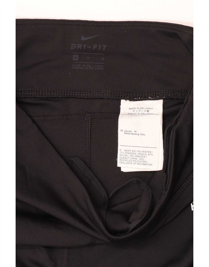 Nike Womens Dri Fit Graphic Leggings UK 12 Medium Black Polyester