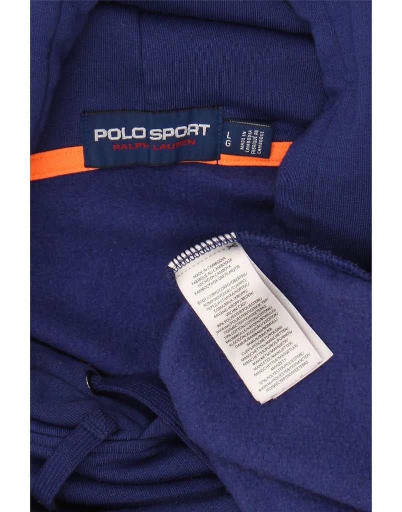 RALPH LAUREN Mens Graphic Hoodie Jumper Large Blue Polyester Vintage Ralph Lauren and Second-Hand Ralph Lauren from Messina Hembry 