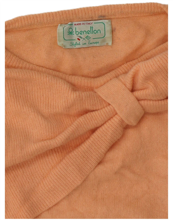 BENETTON Womens Crop Boat Neck Jumper Sweater UK 12 Medium Pink