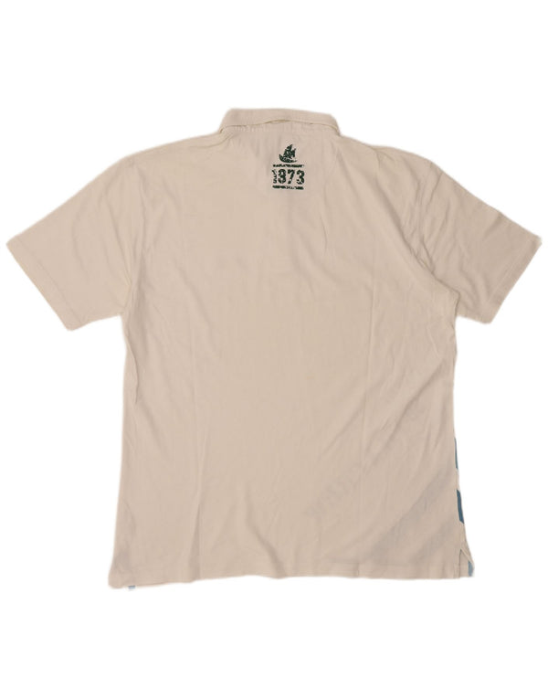 Fila Mens Graphic Polo Shirt Large White Colourblock Cotton