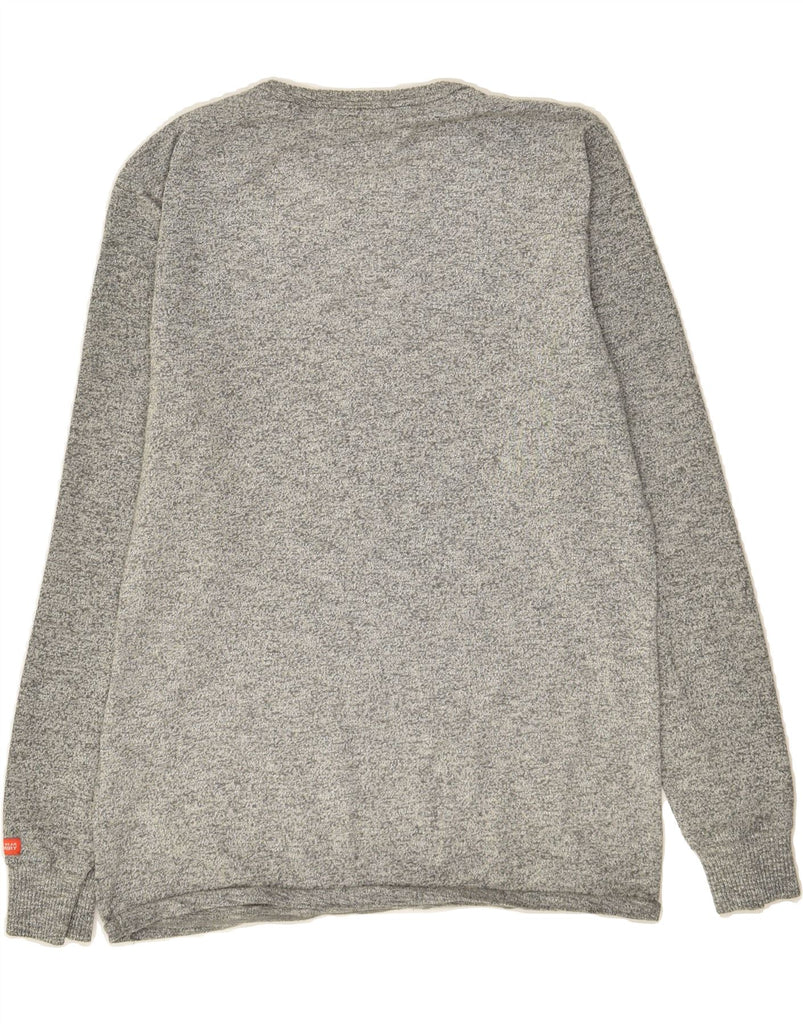 SUPERDRY Mens Graphic Crew Neck Jumper Sweater Medium Grey Flecked Cotton | Vintage Superdry | Thrift | Second-Hand Superdry | Used Clothing | Messina Hembry 