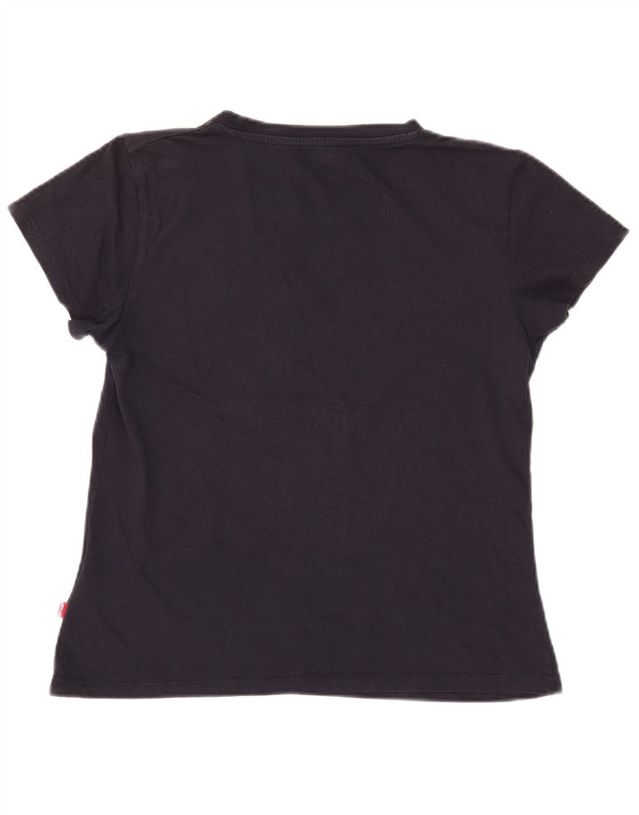 LEVI'S Womens Graphic T-Shirt Top UK 12 Medium Navy Blue Cotton