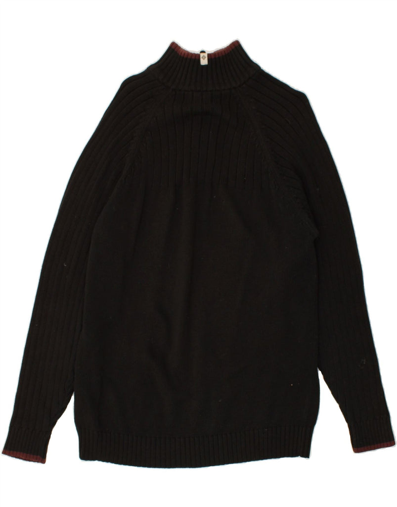 COLUMBIA Mens Zip Neck Jumper Sweater Medium Black Cotton | Vintage Columbia | Thrift | Second-Hand Columbia | Used Clothing | Messina Hembry 