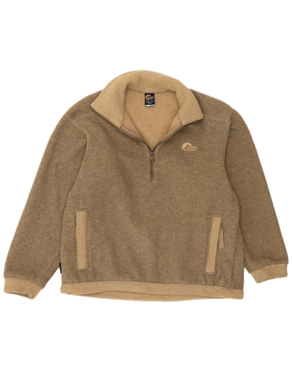 Lowe Alpine Mens Petite Zip Neck Fleece Jumper Small Khaki Flecked