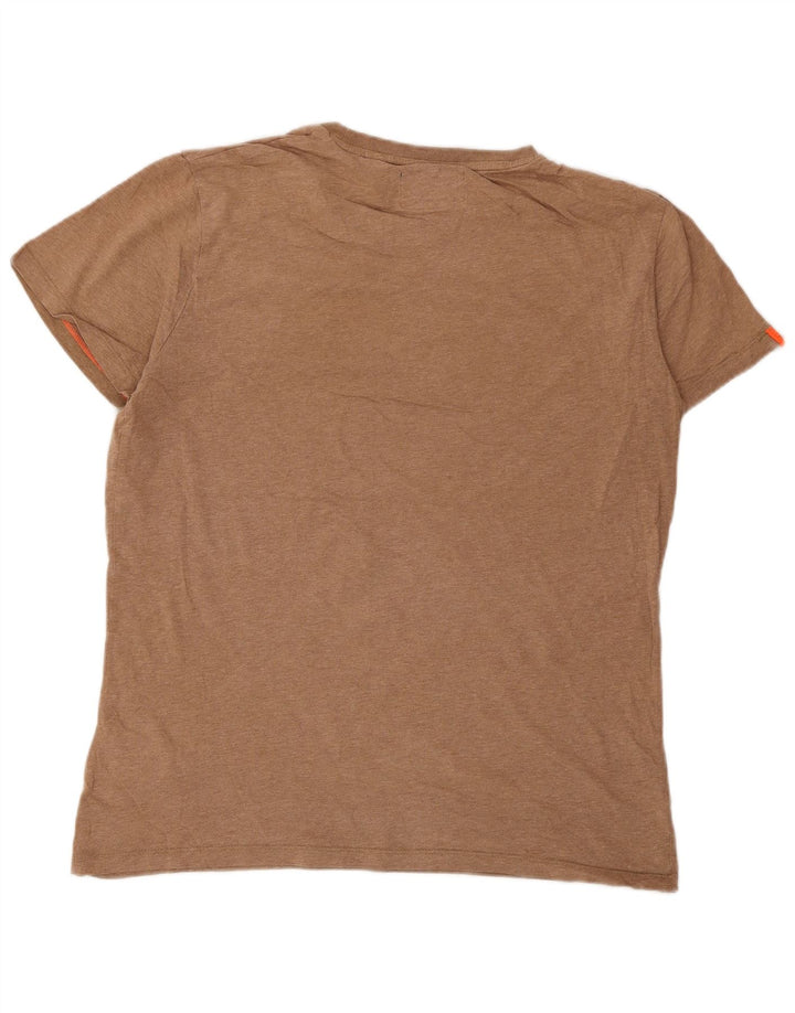 Superdry Mens T-Shirt Top Medium Brown Cotton