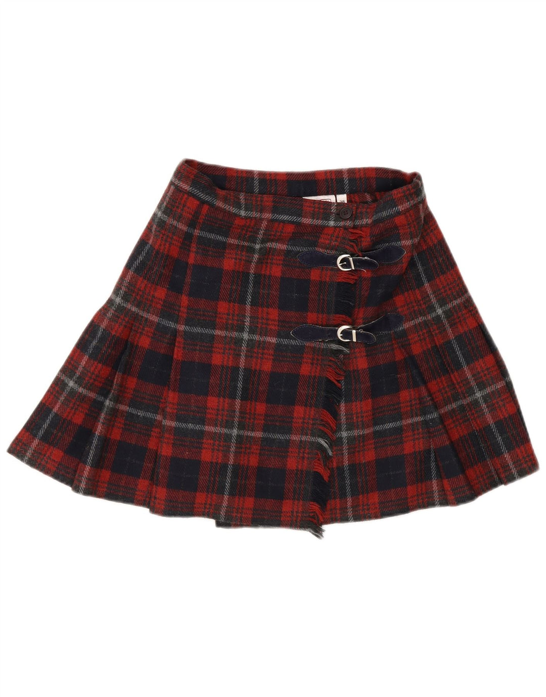 Stefanel Womens Mini Wrap Skirt IT 38 XS W22 Red Plaid Wool