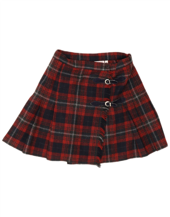 Stefanel Womens Mini Wrap Skirt IT 38 XS W22 Red Plaid Wool