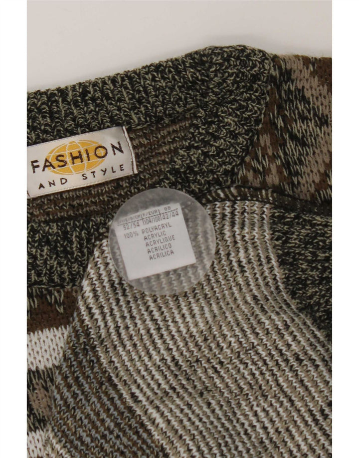 Vintage Mens Crew Neck Jumper Sweater IT 42/44 Large Grey Geometric