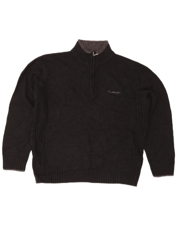 Pierre Cardin Mens Zip Neck Jumper Sweater XL Black Acrylic