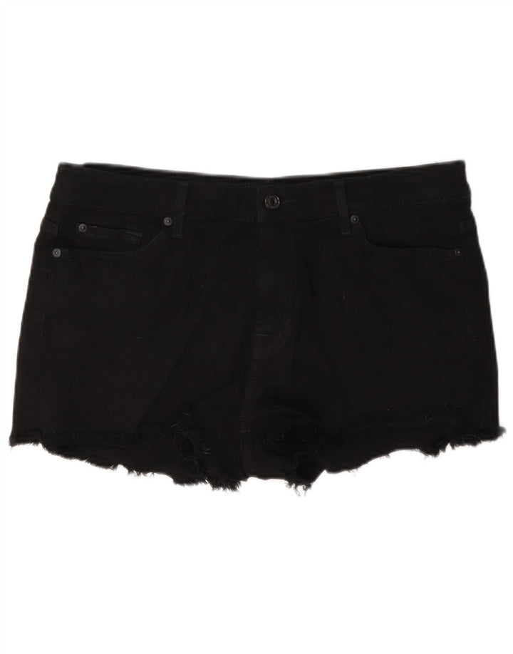 7 For All Mankind Womens Denim Shorts W34 Large Black Cotton