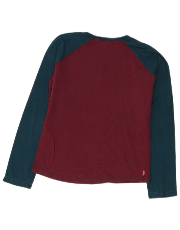 Levi's Womens Graphic Top Long Sleeve UK 14 Medium Burgundy Colourblock