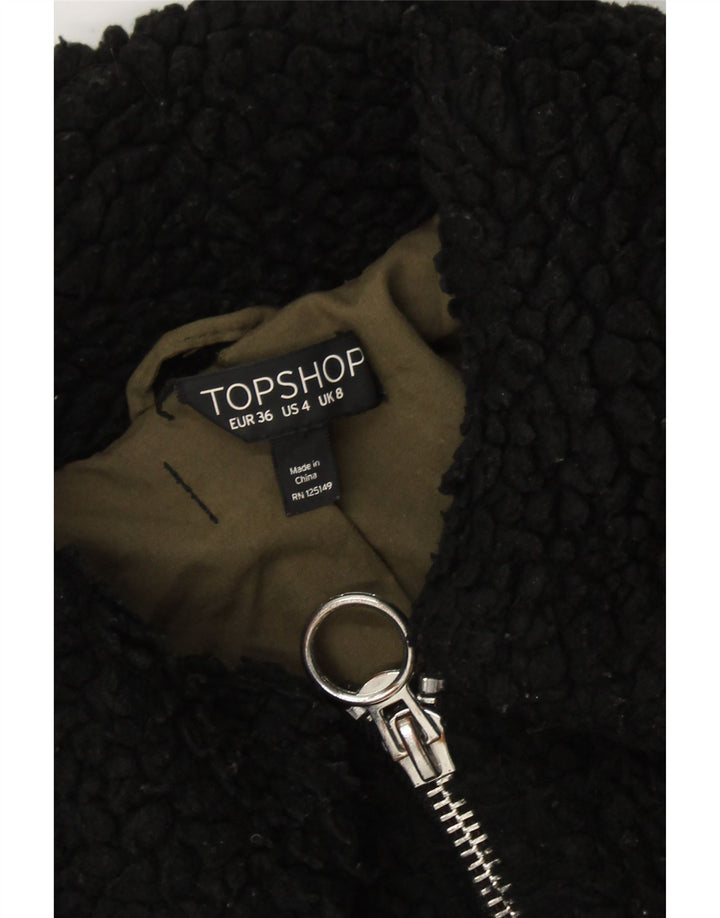 TOPSHOP Womens Fleece Jacket UK 8 Small  Black Polyester Vintage Topshop and Second-Hand Topshop from Messina Hembry 