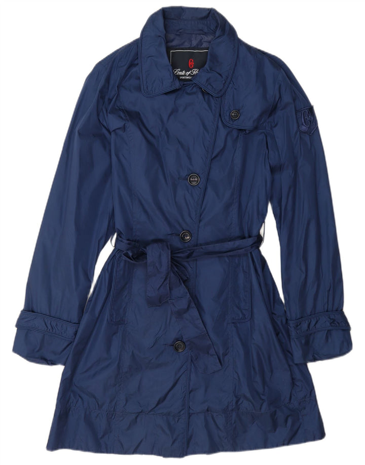 Conte of Florence Womens Trench Coat IT 42 Medium Navy Blue Polyamide