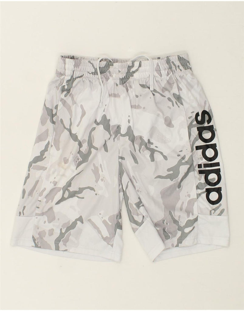 ADIDAS Boys Graphic Sport Shorts 10-11 Years Medium Grey Camouflage | Vintage Adidas | Thrift | Second-Hand Adidas | Used Clothing | Messina Hembry 