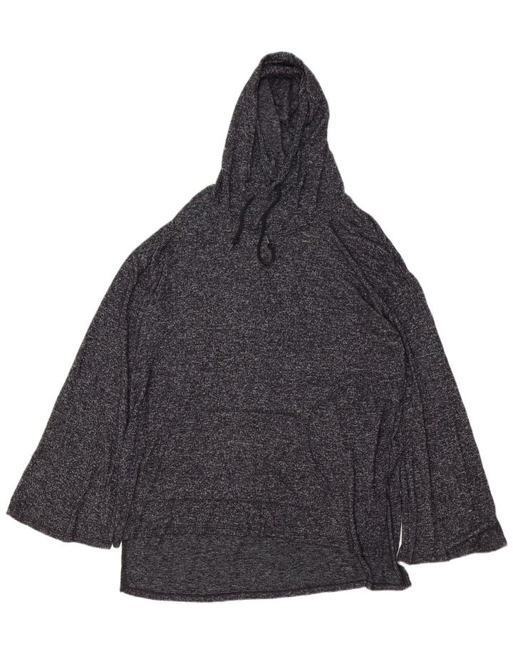 MOSSIMO Womens Hooded Longline Blouse Top UK 16 Large Grey Flecked Rayon