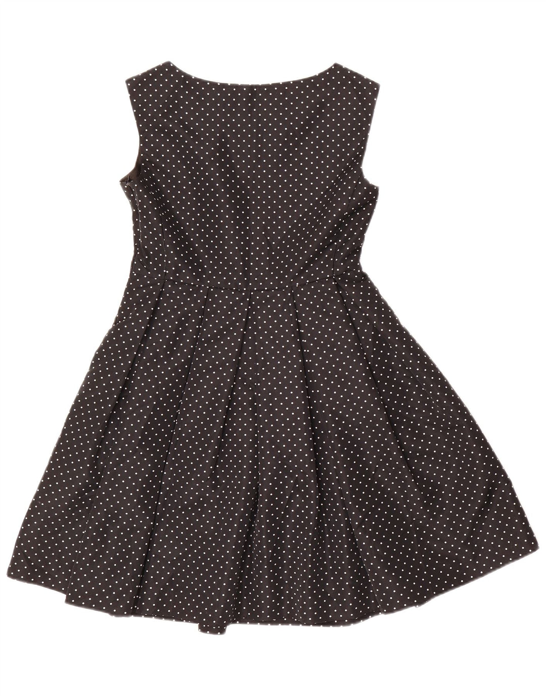 Zara Womens Sleeveless A-Line Dress UK 10 Small Black Spotted Polyester