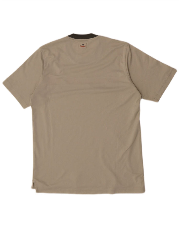 Adidas Mens T-Shirt Top Medium Beige Colourblock Polyester