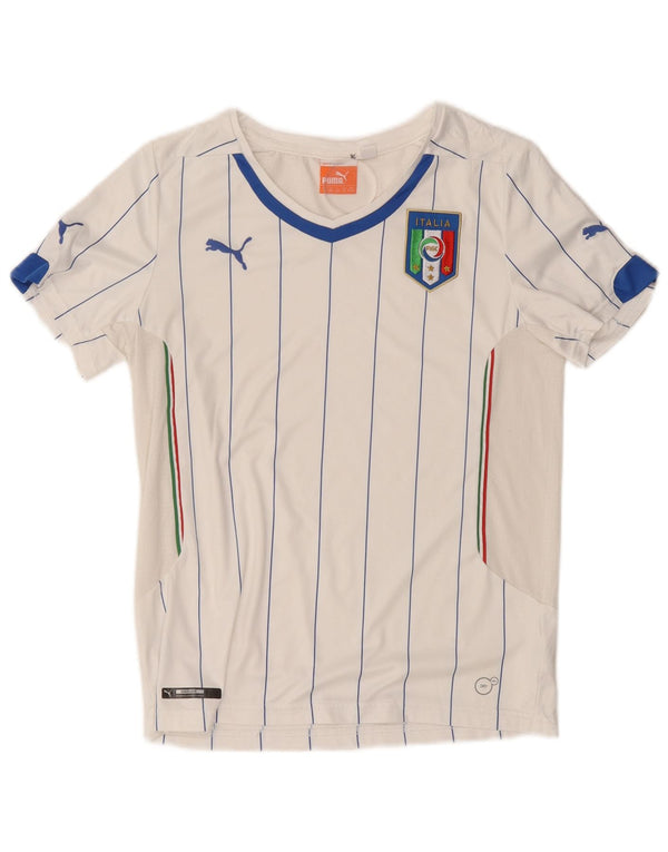 PUMA Boys Italia T-Shirt Top 11-12 Years White Striped Polyester
