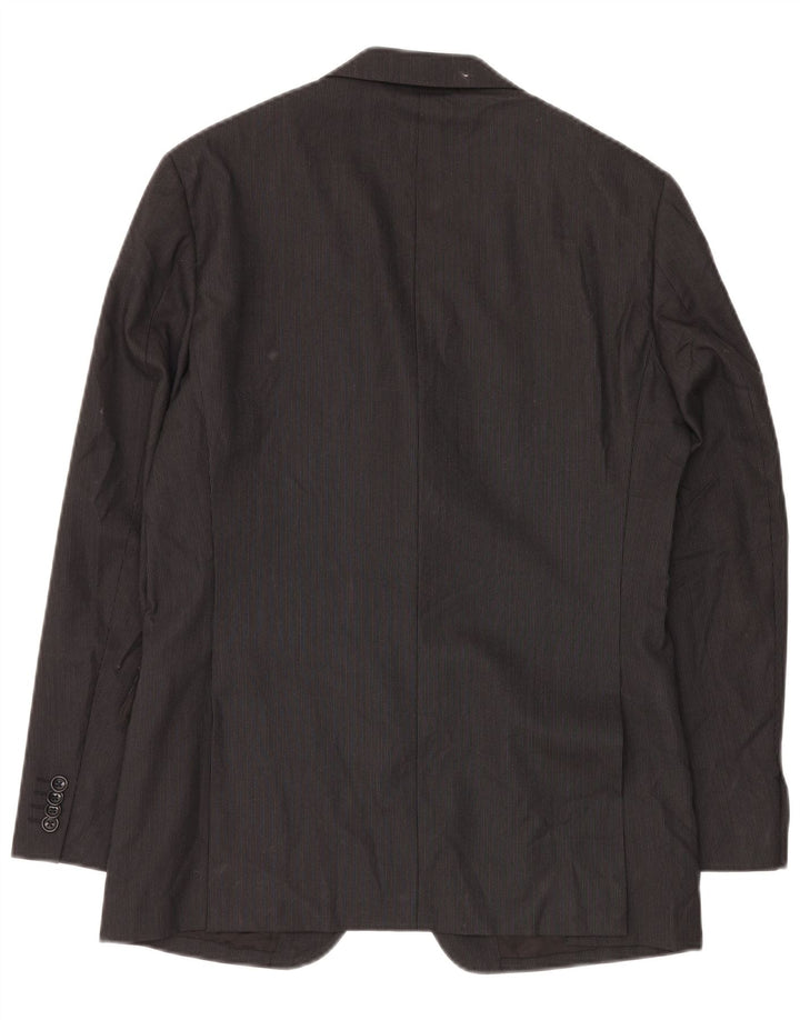 Boggi Mens 3 Button Blazer Jacket IT 48 Medium Black Pinstripe Wool