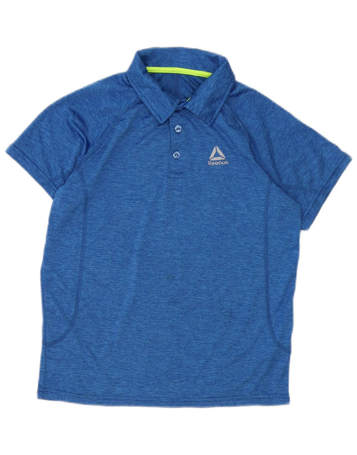 REEBOK Boys Polo Shirt 11-12 Years Blue Flecked Polyester