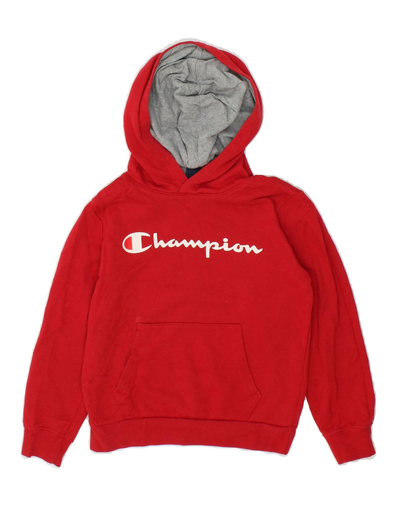 CHAMPION Girls Graphic Hoodie Jumper 7-8 Years Small Red Cotton | Vintage Champion | Thrift | Second-Hand Champion | Used Clothing | Messina Hembry 