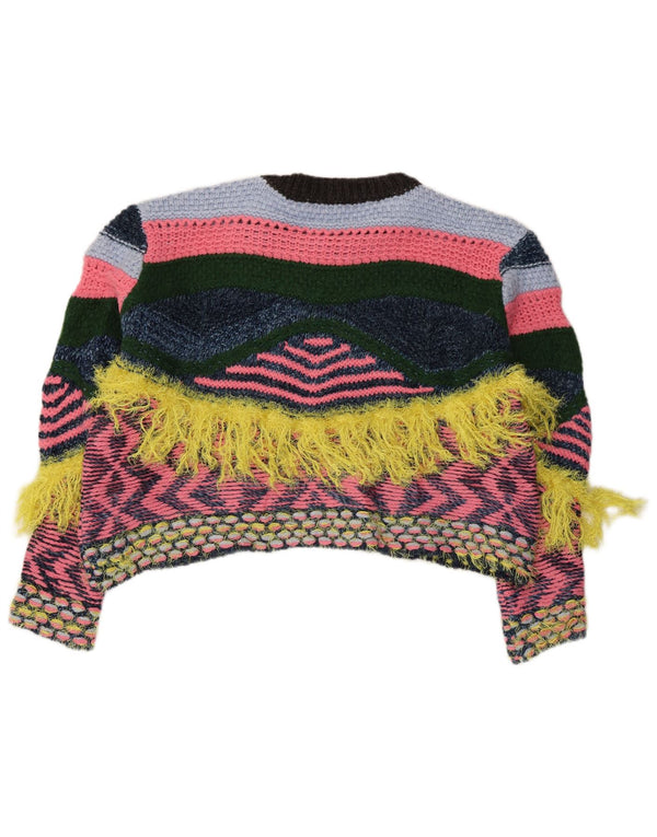 ZARA Womens Oversized Crew Neck Jumper Sweater UK 10 Small Multicoloured