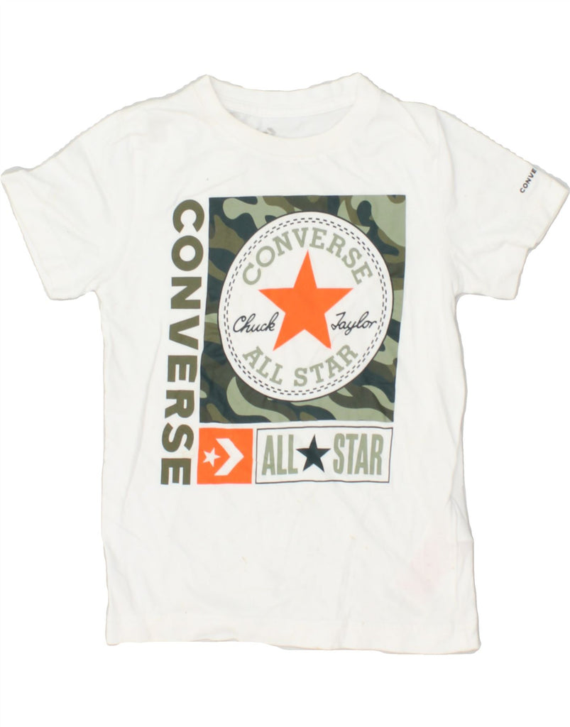 CONVERSE Boys Graphic T-Shirt Top 5-6 Years White Cotton | Vintage Converse | Thrift | Second-Hand Converse | Used Clothing | Messina Hembry 