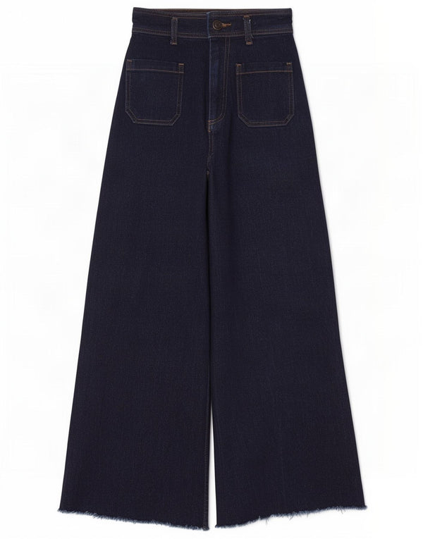 Zara Womens High Waist Flared Jeans EU 34 2XS W24 L28 Navy Blue Cotton