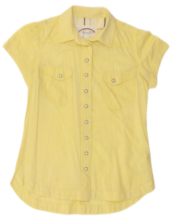 Wrangler Womens Short Sleeve Shirt UK 10 Small Yellow Cotton