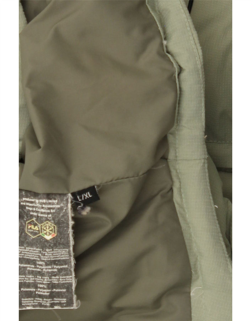 FILA Mens Hooded Padded Jacket UK 40 Large Green Colourblock Polyamide Vintage Fila and Second-Hand Fila from Messina Hembry 