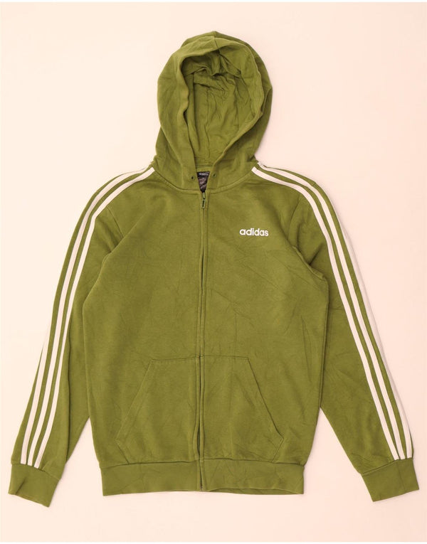 Adidas Mens Zip Hoodie Sweater Small Green Cotton