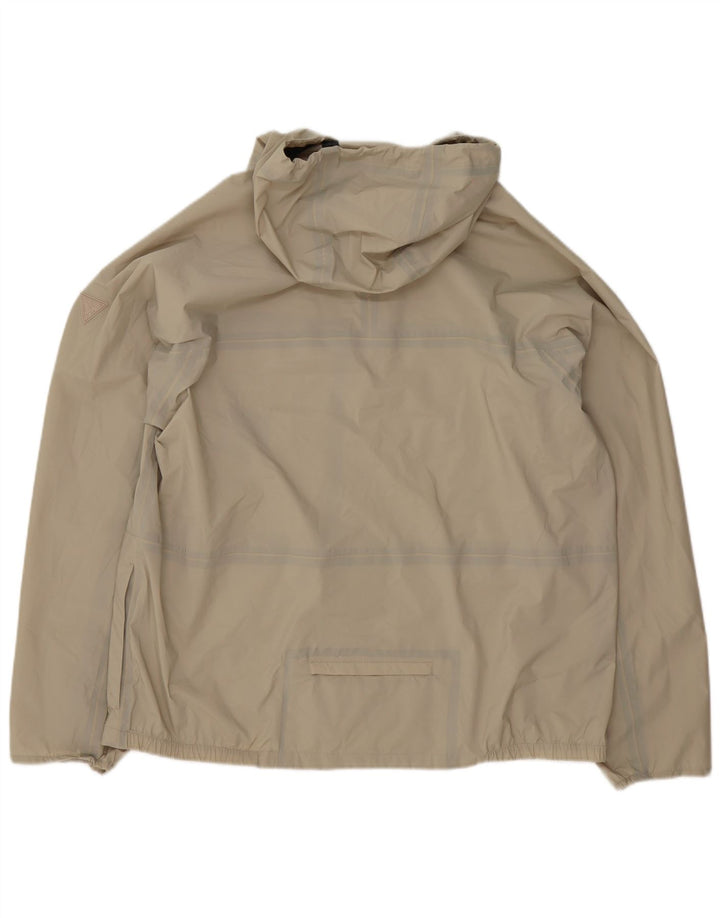 Guess Mens Hooded Rain Jacket UK 42 XL Beige Polyethylene