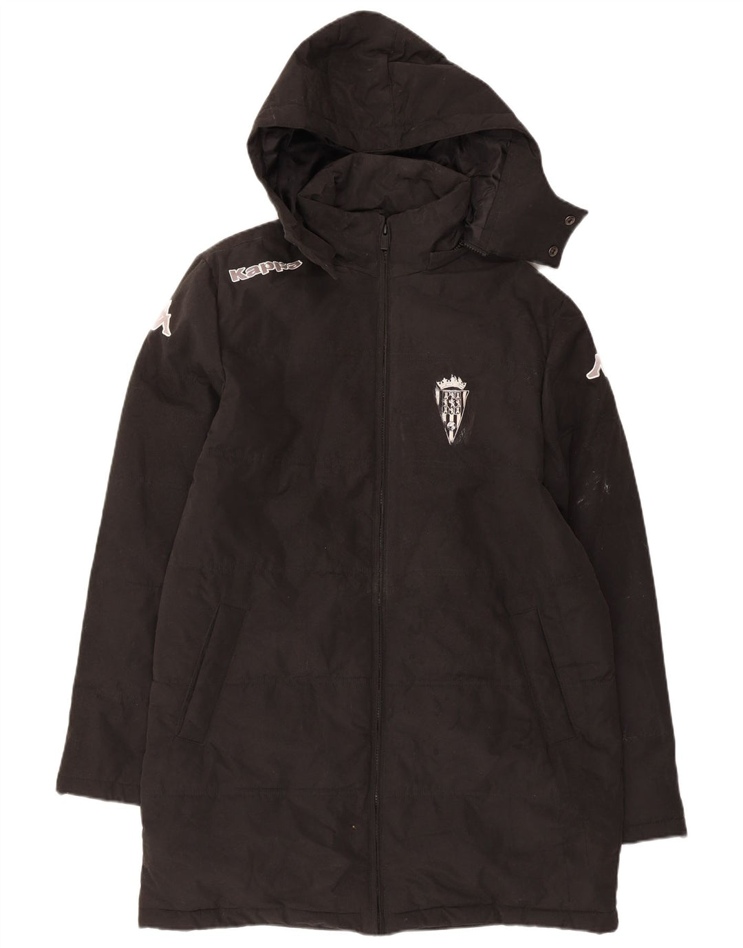Kappa Mens Graphic Hooded Windbreaker Coat UK 38 Medium Black Polyester