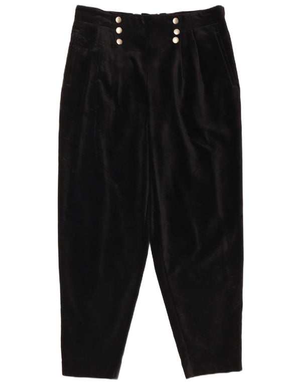 C&A Womens New Fast Tapered Velvet Casual Trousers EU 46 XL W34 L28 Black