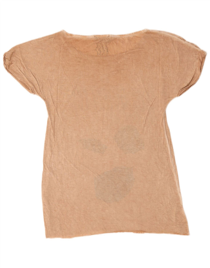Diesel Womens Graphic T-Shirt Top UK 14 Medium Beige