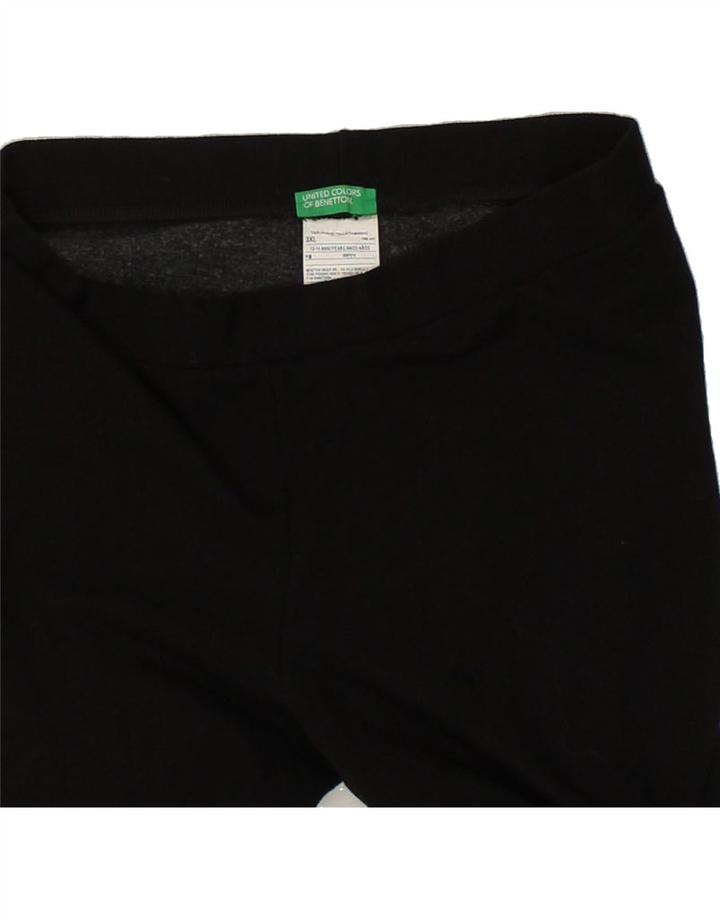 BENETTON Girls Slim Casual Trousers 13-14 Years 3XL W27 L29 Black Cotton | Vintage Benetton | Thrift | Second-Hand Benetton | Used Clothing | Messina Hembry 