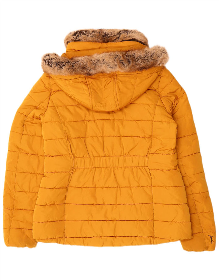 Joules Womens Hooded Padded Jacket UK 12 Medium Yellow Polyester