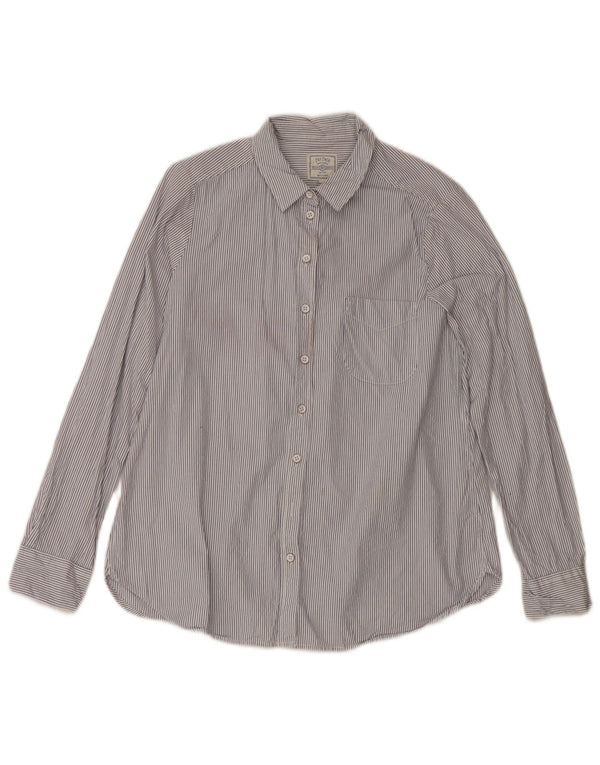 Fat Face Womens Shirt UK 14 Large White Pinstripe