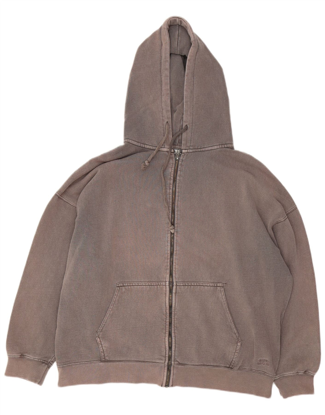Pull & Bear Womens Oversized Zip Hoodie Sweater UK 14 Medium Grey Cotton