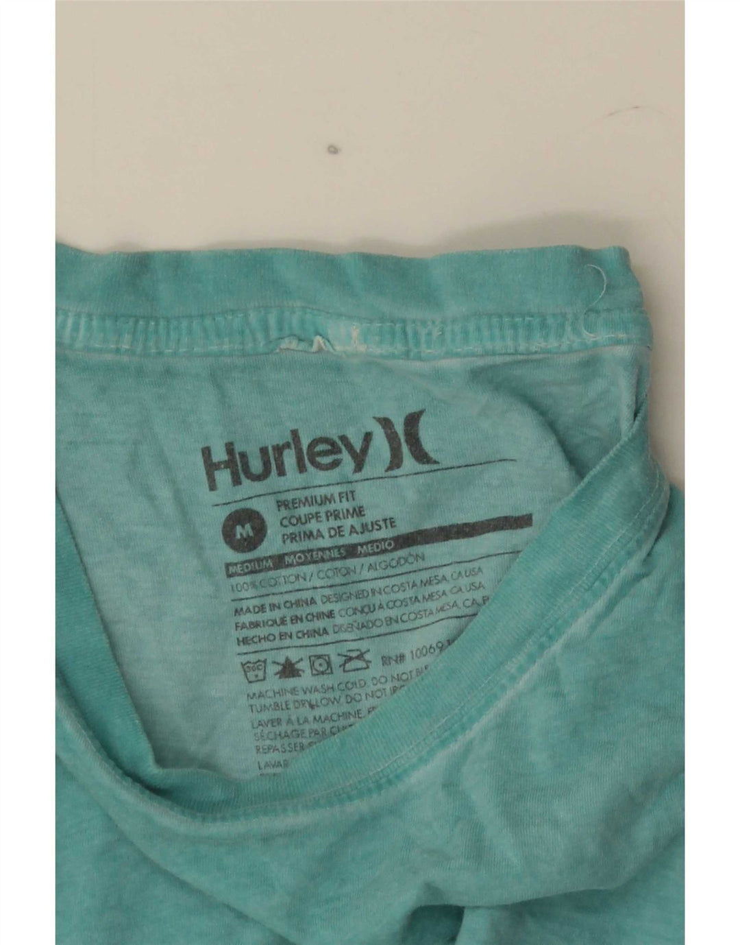 Hurley Mens Premium Fit T-Shirt Top Medium Blue Cotton