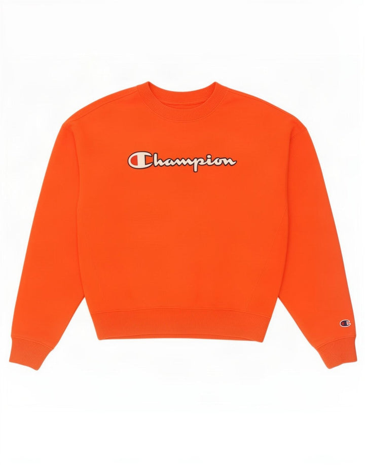 Champion Womens Graphic Oversized Sweatshirt Jumper UK 10 Small Orange