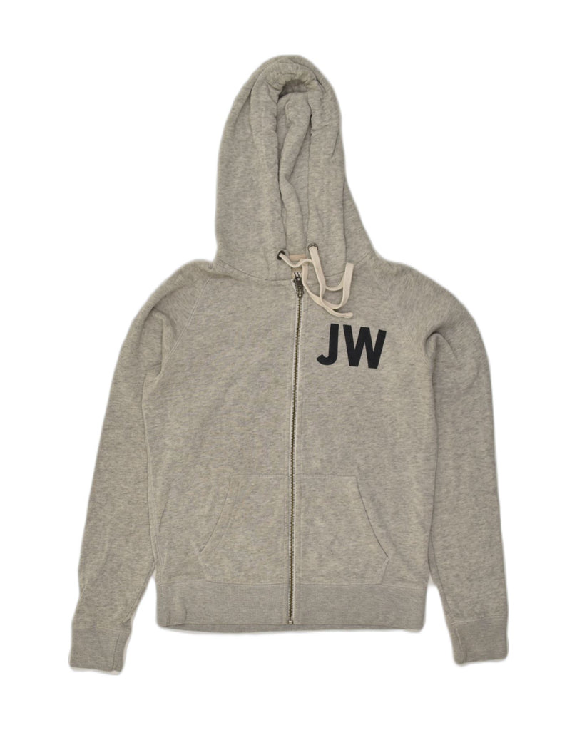 JACK WILLS Womens Graphic Zip Hoodie Sweater UK 10 Small Grey Polyester | Vintage Jack Wills | Thrift | Second-Hand Jack Wills | Used Clothing | Messina Hembry 