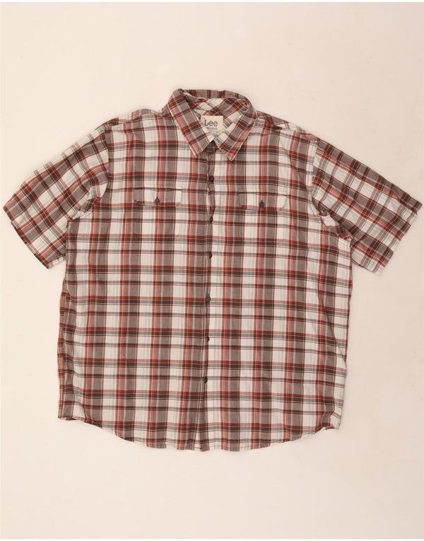LEE Mens Dungarees Short Sleeve Shirt XL Multicoloured Check Cotton
