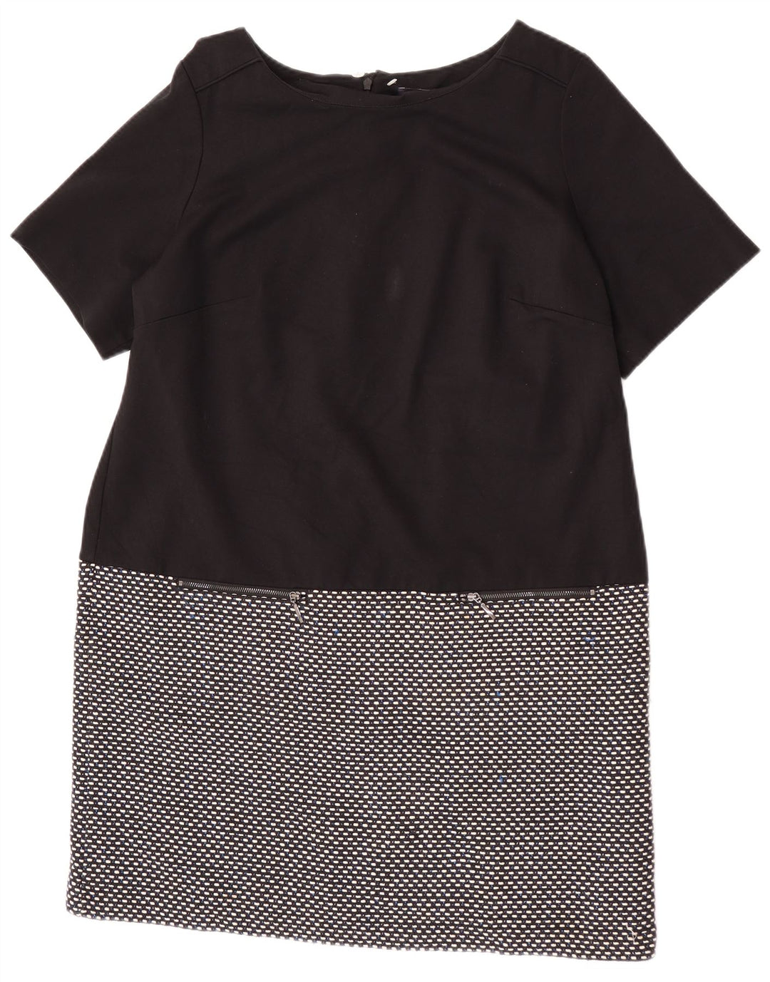 Marks & Spencer Womens Shift Dress UK 20 2XL Black Geometric Cotton