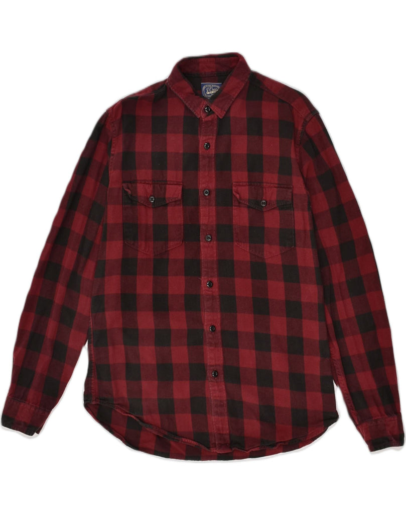 J. CREW Mens Flannel Shirt Medium Maroon Check | Vintage J. Crew | Thrift | Second-Hand J. Crew | Used Clothing | Messina Hembry 