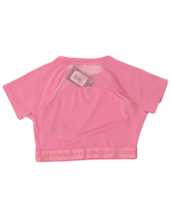 Under Armour Womens Crop Graphic T-Shirt Top UK 12 Medium Pink Polyester