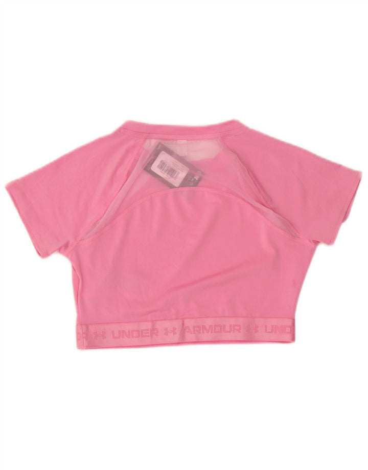 Under Armour Womens Crop Graphic T-Shirt Top UK 12 Medium Pink Polyester