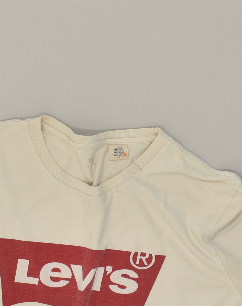 LEVI'S Mens Graphic T-Shirt Top Large Off White Cotton | Vintage Levi's | Thrift | Second-Hand Levi's | Used Clothing | Messina Hembry 