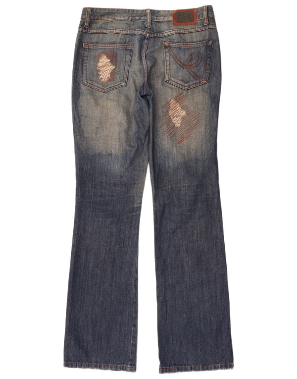 Elisa Landri Womens Distressed Bootcut Jeans IT 44 Medium W30 L35 Blue