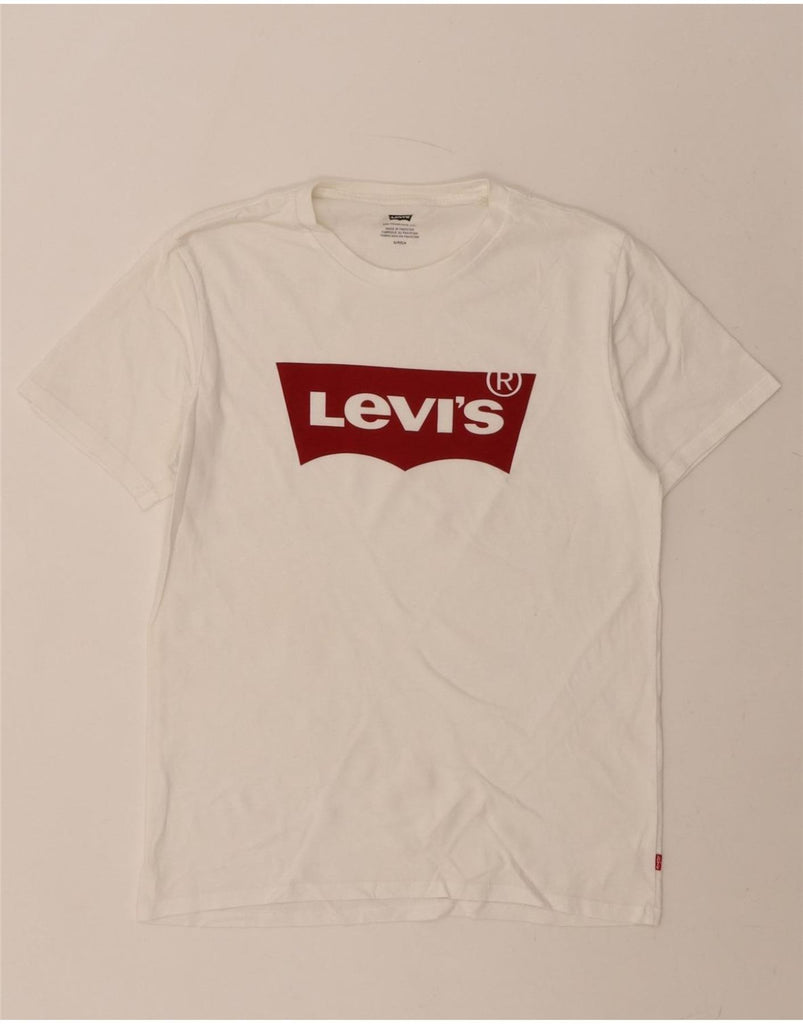 LEVI'S Mens Graphic T-Shirt Top Small White Vintage Levi's and Second-Hand Levi's from Messina Hembry 
